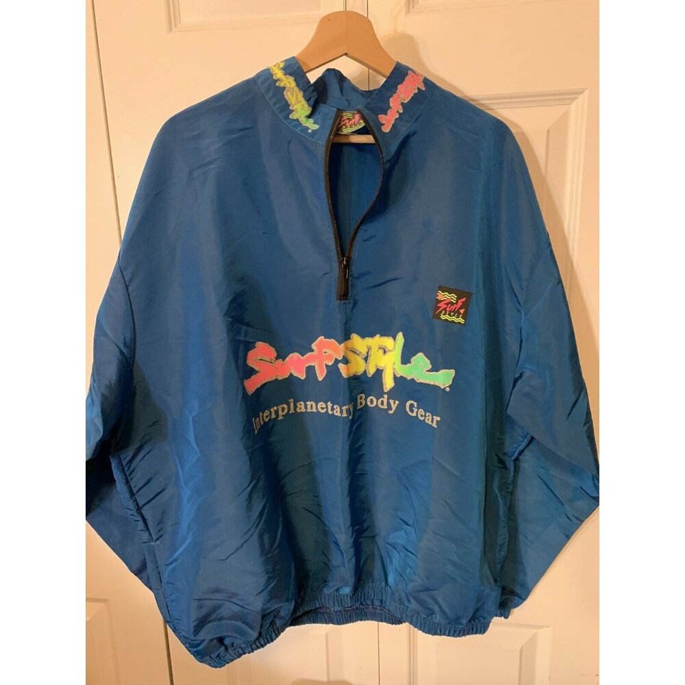Surf Style Purple Iridescent Vintage 90'S 1/4 zip Pullover Windbreaker One Size